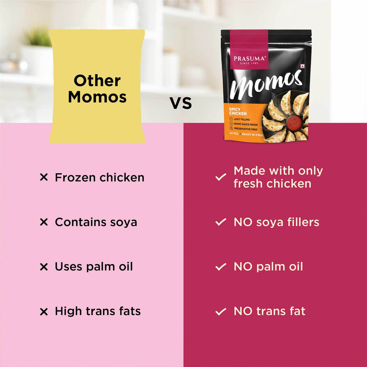 Prasuma Spicy Chicken Momos 24pcs