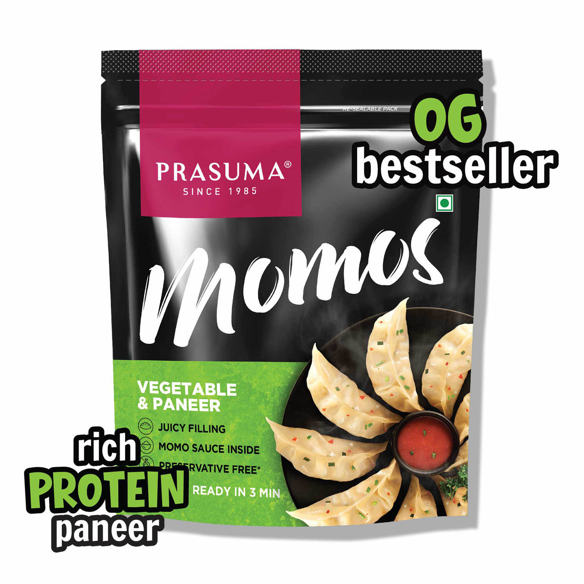 Prasuma Vegetable & Paneer Momos 24 pcs
