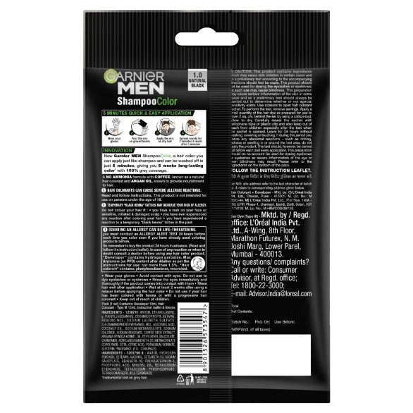 Garnier Natural Black Color Men Shampoo 200 ml