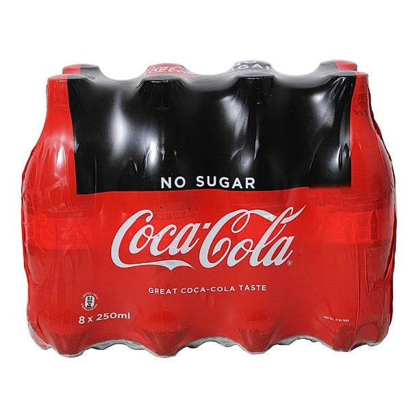 Coca Cola Zero Carbonated Soft Drink Pet Bottle 8x250 ml
