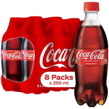 Coca Cola Carbonated Soft Drink Pet Bottle 8x250 ml