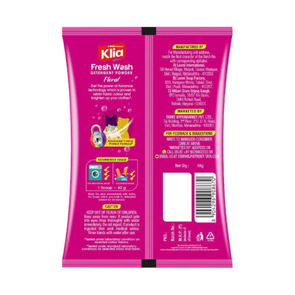 Klia Floral Detergent Powder, 4 kg +1 Kg Free