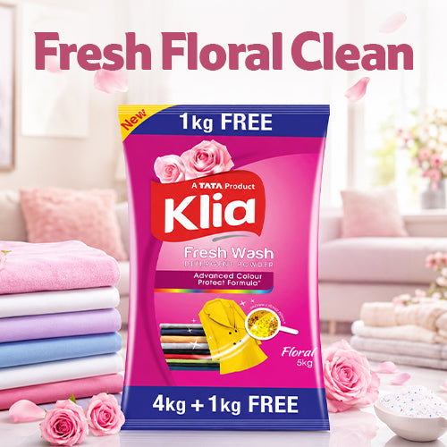 Klia Floral Detergent Powder, 4 kg +1 Kg Free