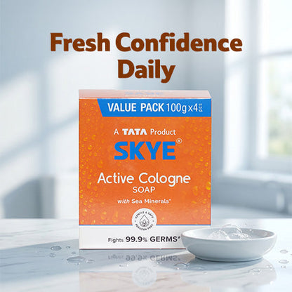 Skye Active Cologne Soap, Pack of 4 x 100 g