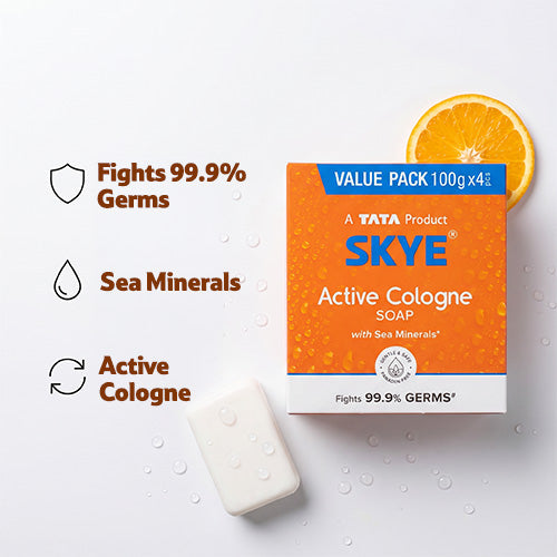 Skye Active Cologne Soap, Pack of 4 x 100 g