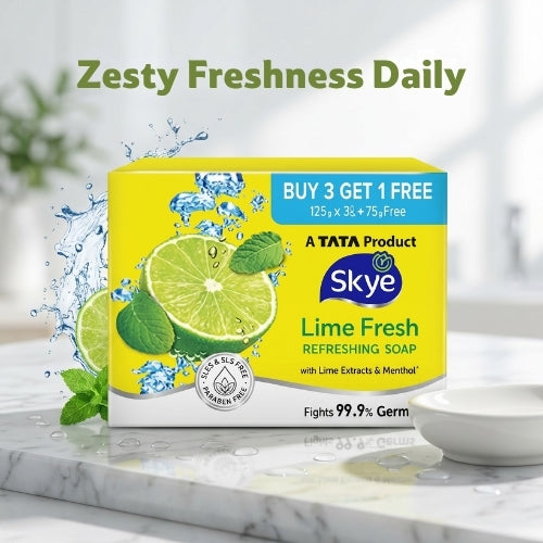 Skye Lime Recharge Soap, Pack of 3 x 125 g