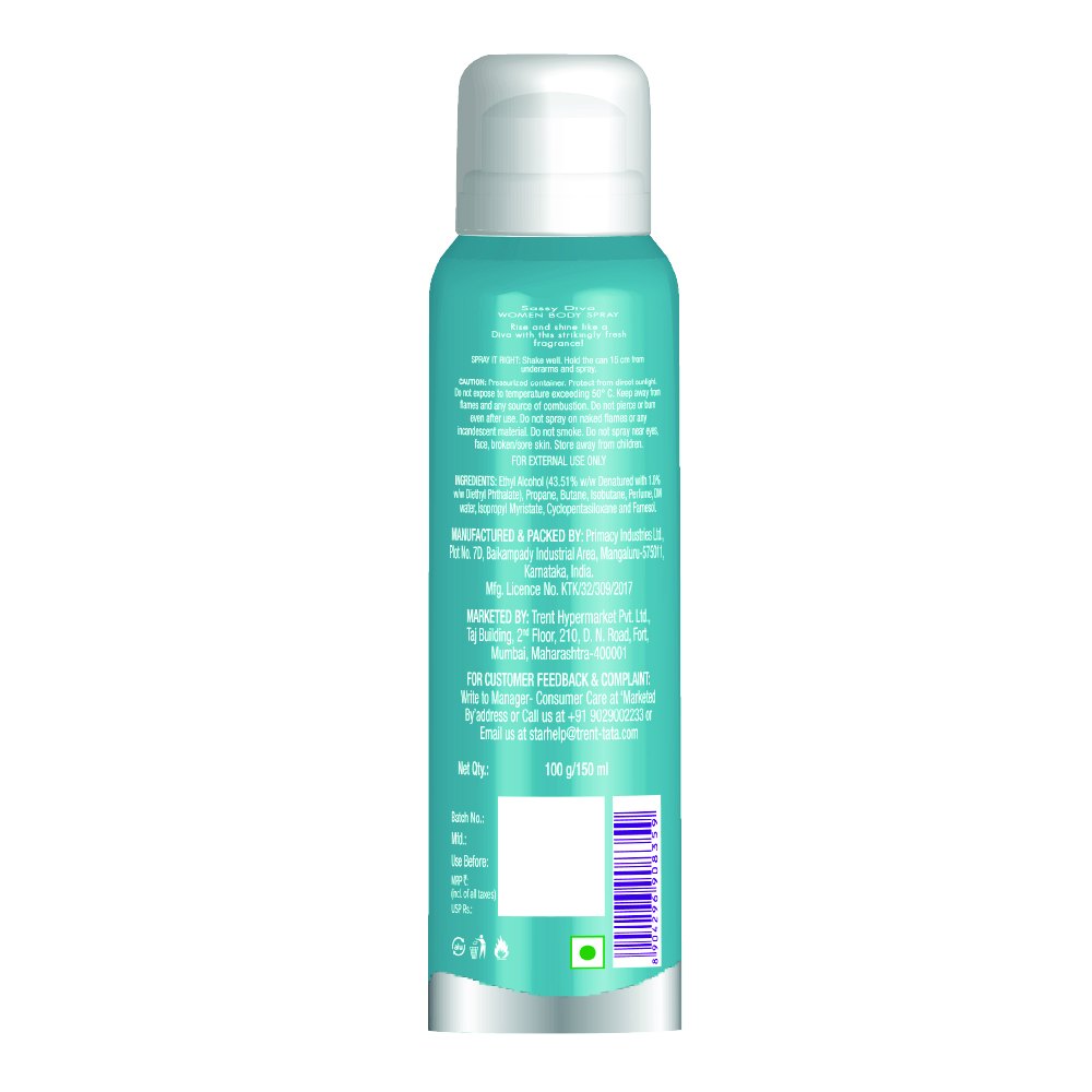 Skye Sassy Diva Deodorant Spray For Women, 150 ml