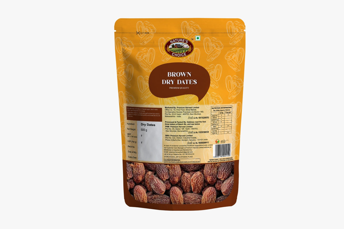 Nature's Choice Brown Dry Dates 500 g