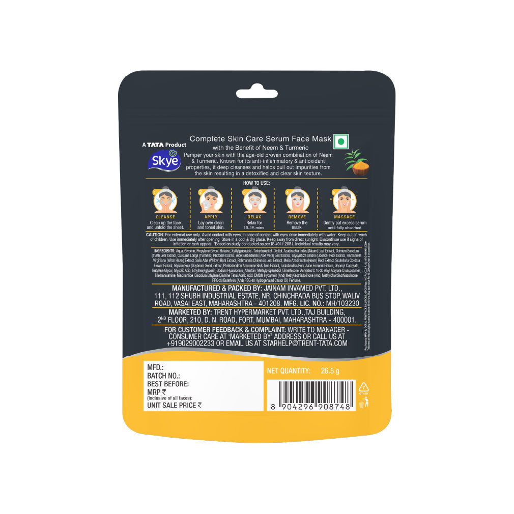 Skye Purifying Neem And Turmeric Face Mask, 26.5 g