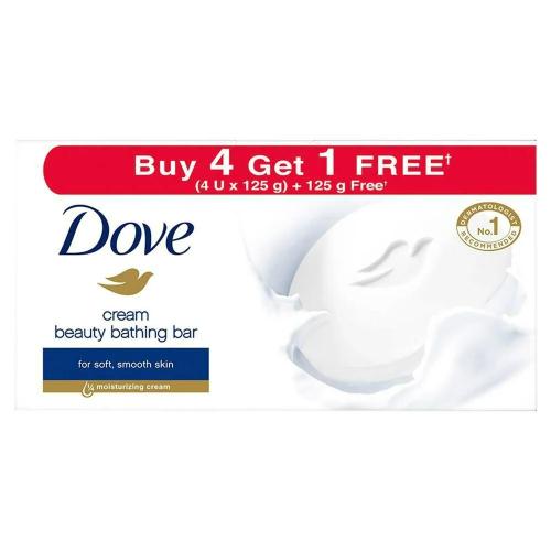 Dove Cream Beauty Bar - Soft, Smooth, Moisturised Skin 125 G (Buy 4 Get 1 Free)