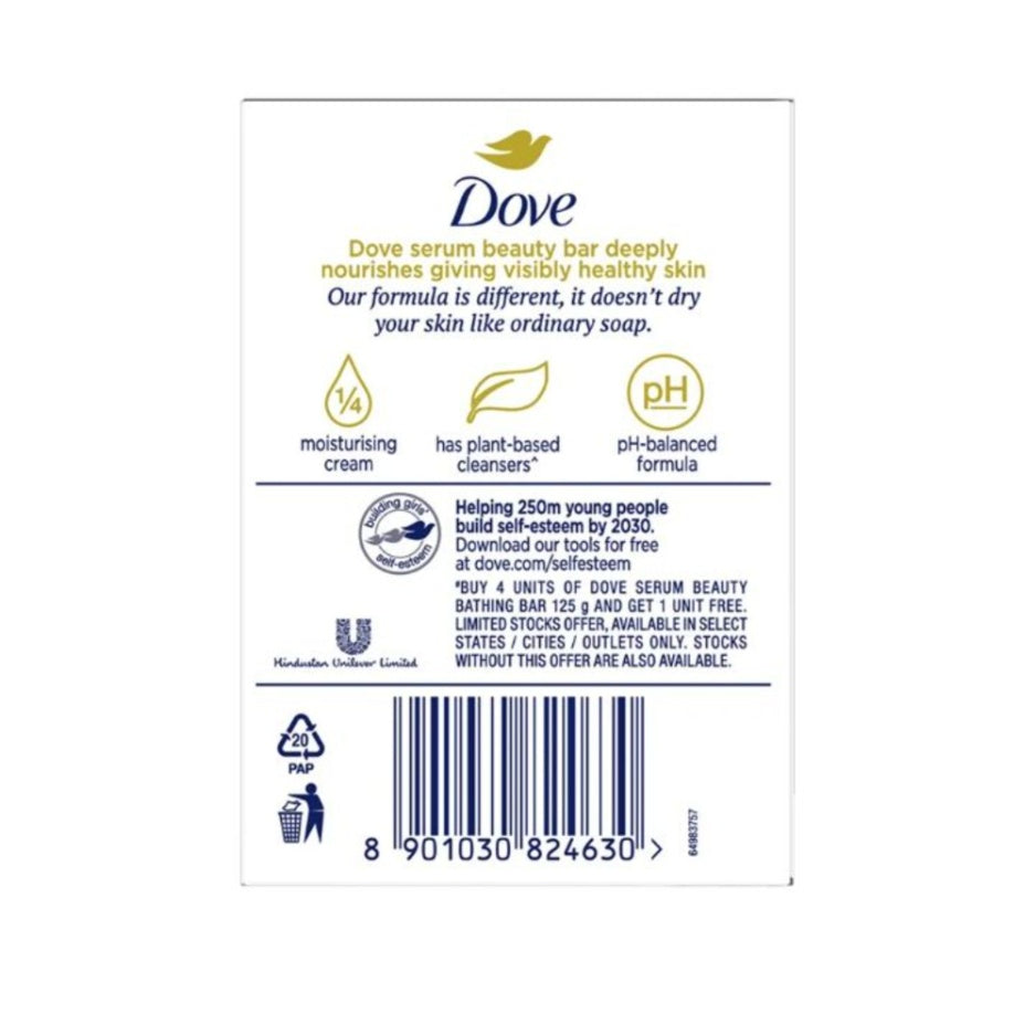 Dove Cream Beauty Bar - Soft, Smooth, Moisturised Skin 125 g (buy 4 get 1 free)
