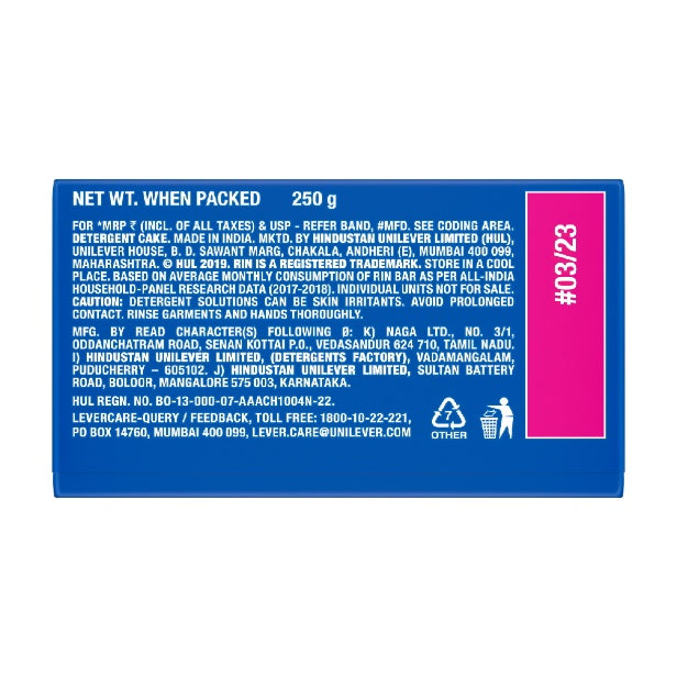 Rin Detergent Bar 6x250 g