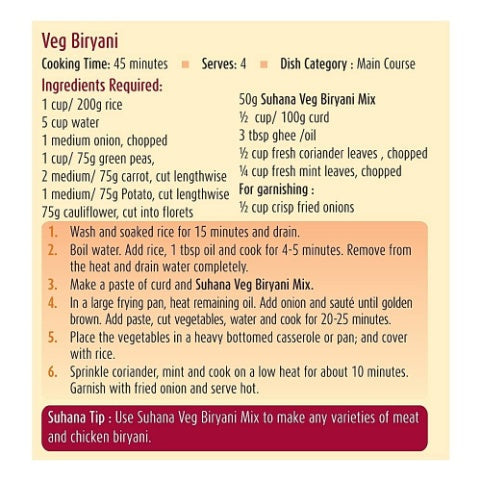 Suhana Veg Biryani Mix 50 g