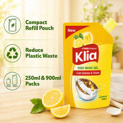 Klia Dishwash Gel Pouch, 900 ml
