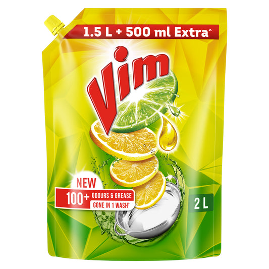 Vim Dishwash Liquid Gel Lemon Refill Pouch 2 ltr