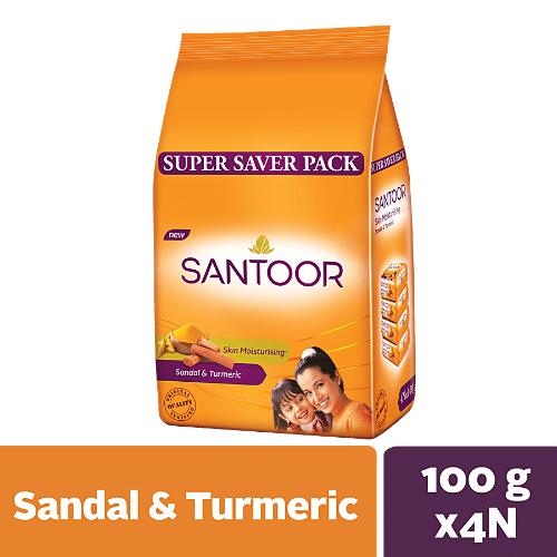 Santoor Sandal & Turmeric Soap 100gx4