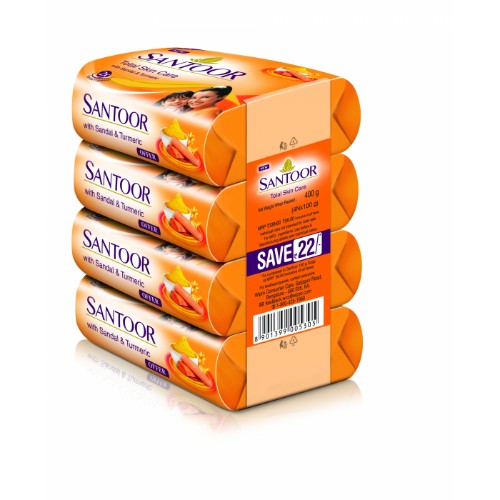 Santoor Sandal & Turmeric Soap 100gx4