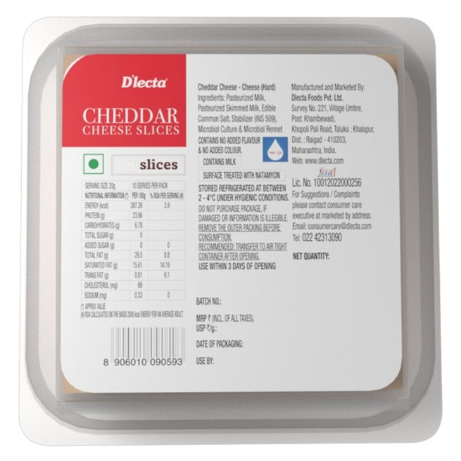 D'Lecta Natural Cheddar Cheese Slice 200 g