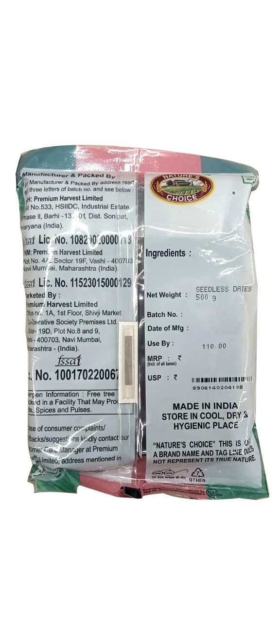 Nature's Choice Seedless Dates 500 gm