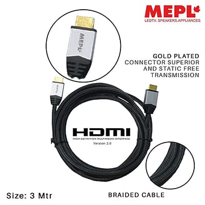 Mepl Hdmi Cable Nylon Braiding, Gold Plating (3 Meter) 1 pc