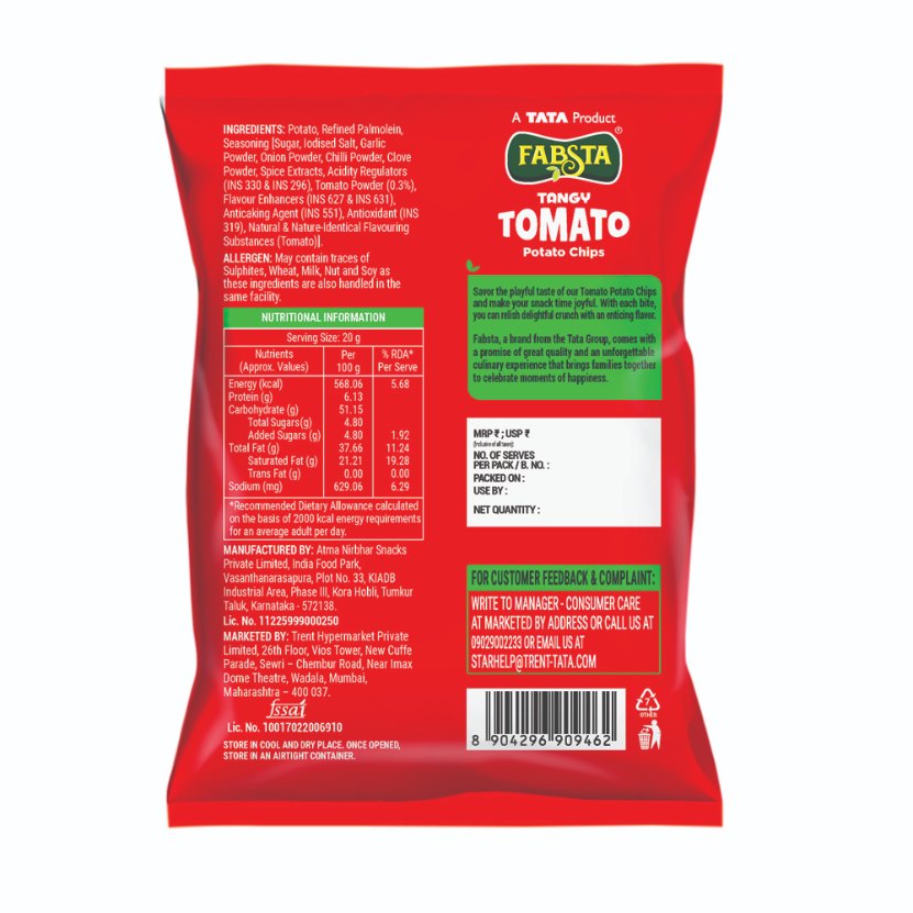 Fabsta Tangy Tomato Potato Chips, 48 g