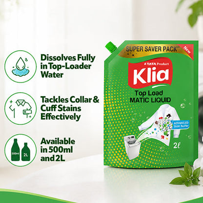 Klia Top Load Liquid Detergent, 2 L
