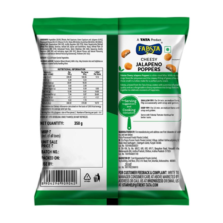 Fabsta Cheesy Jalapeno Poppers 350 g