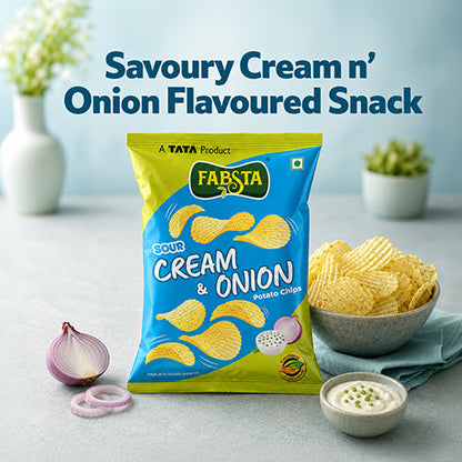 Fabsta Sour Cream N Onion Potato Chips, 48 g