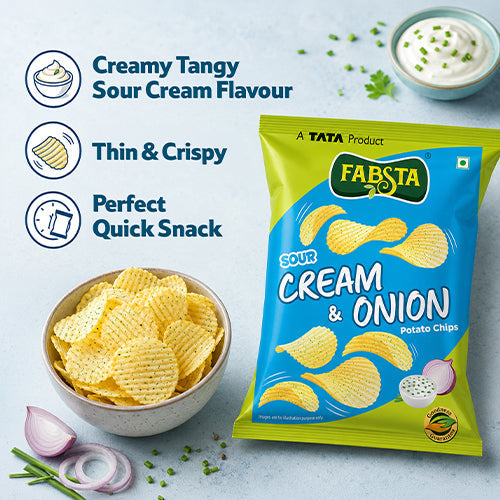 Fabsta Sour Cream N Onion Potato Chips, 48 g