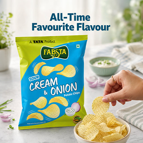 Fabsta Sour Cream N Onion Potato Chips, 48 g
