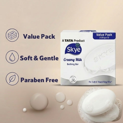 Skye Creamy Bathing Soap, Pack of 3 x 125 g