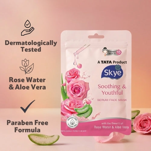 Skye Rose Water & Aloe Vera Face Sheet Mask, Pack of 1