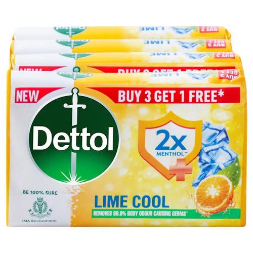Dettol Lime Cool Soap Buy 3 Get 1 Free Pack 3X125 Gm