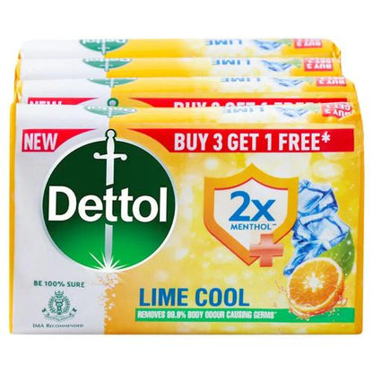 Dettol Lime Cool Soap Buy 3 Get 1 Free Pack 3X125 Gm