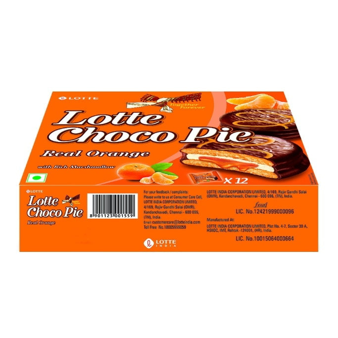 Lotte Real Orange Choco Pai 12 Pcs 336 g