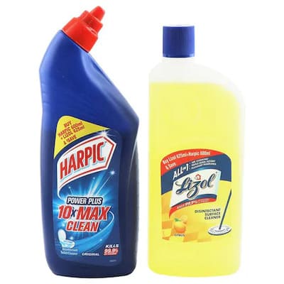 Lizol Disinfected Surface Cleaner 600 Ml+Harpic 600 Ml Combi 1.2 ltr
