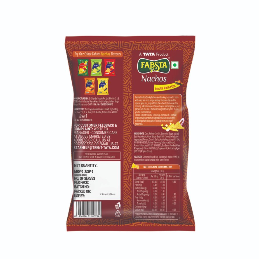 Fabsta Smoky Barbeque Nachos, 130 g