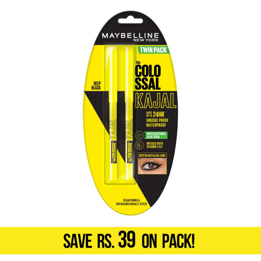 Maybelline Colossal Black Kajal 0.35 gm (pack of 2)
