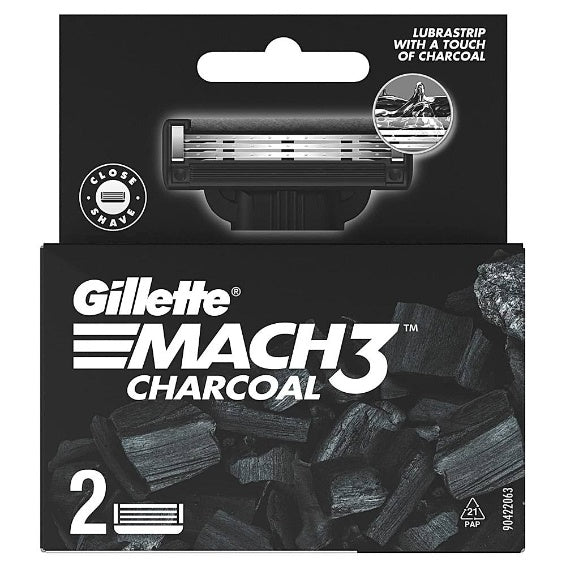 Gillette Mach 3 Charcoal Razor Blades pack of 2