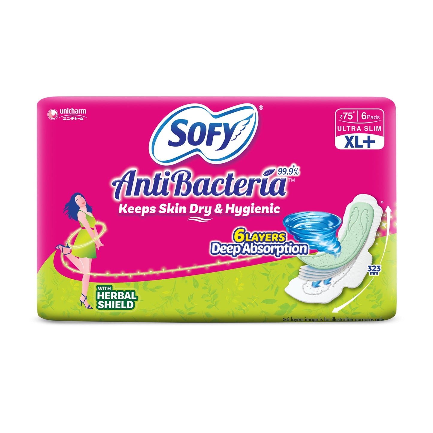 Sofy Bodyfit Extra Long Sanitary Pad pack of 6