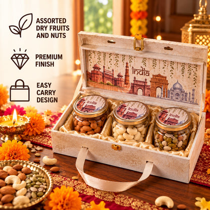 Star Healthy Gifting Dryfruit Wooden Assorted Pack 300 g