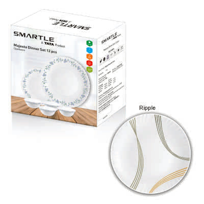 Smartle Opalware Majesta Dinner Set Ripple set of 12 pcs