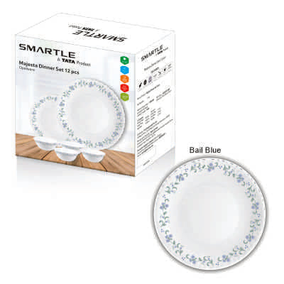 Smartle Opalware Majesta Dinnerset Bail Blue set of 12 pcs