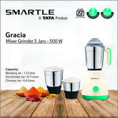 Smartle Gracia 500W 3 Jar Mixer Grinder 1 pc