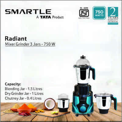Smartle Radiant 750W 3 Jar Mixer Grinder 1 pc