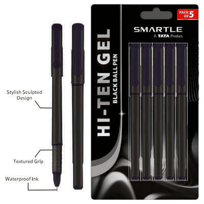 Smartle Hiten Black Ball Pen set of 5
