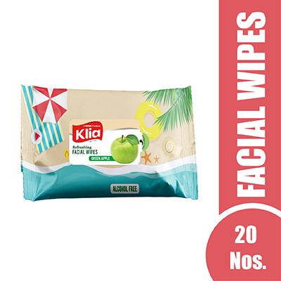 Klia Facial Wipes Green Apple pack of 20