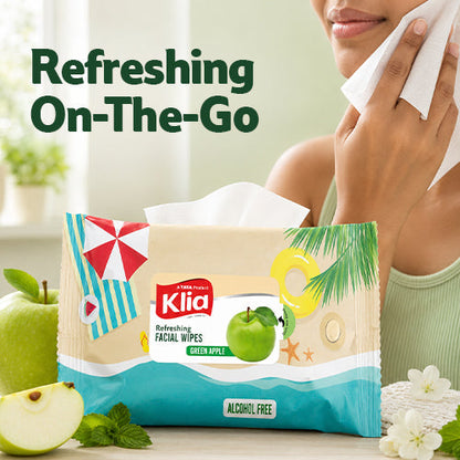 Klia Facial Wipes Green Apple pack of 20