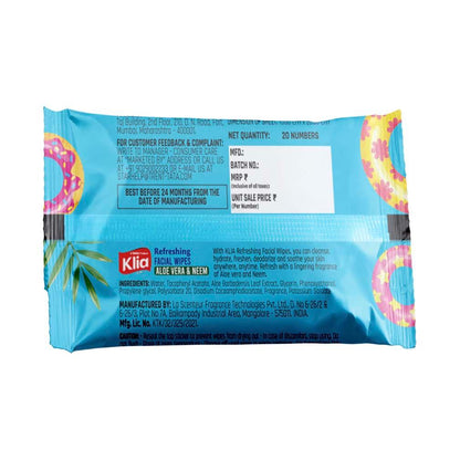 Klia Facial Wipes Neem Aloevera pack of 20
