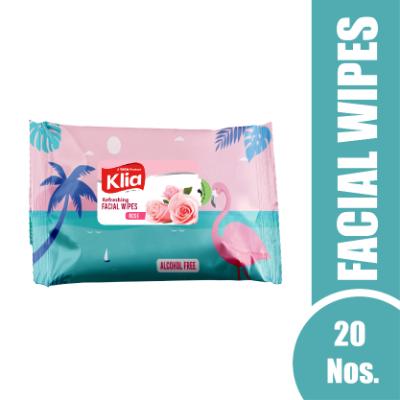 Klia Facial Wipes Rose pack of 20